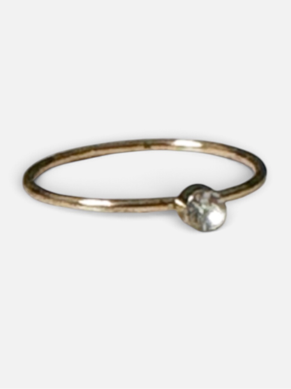 Dainty gold tone round clear stone ring size 6.5